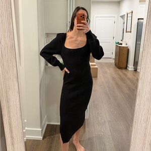 Charles Henry Black Long-Sleeve Square neck sweater Dress S